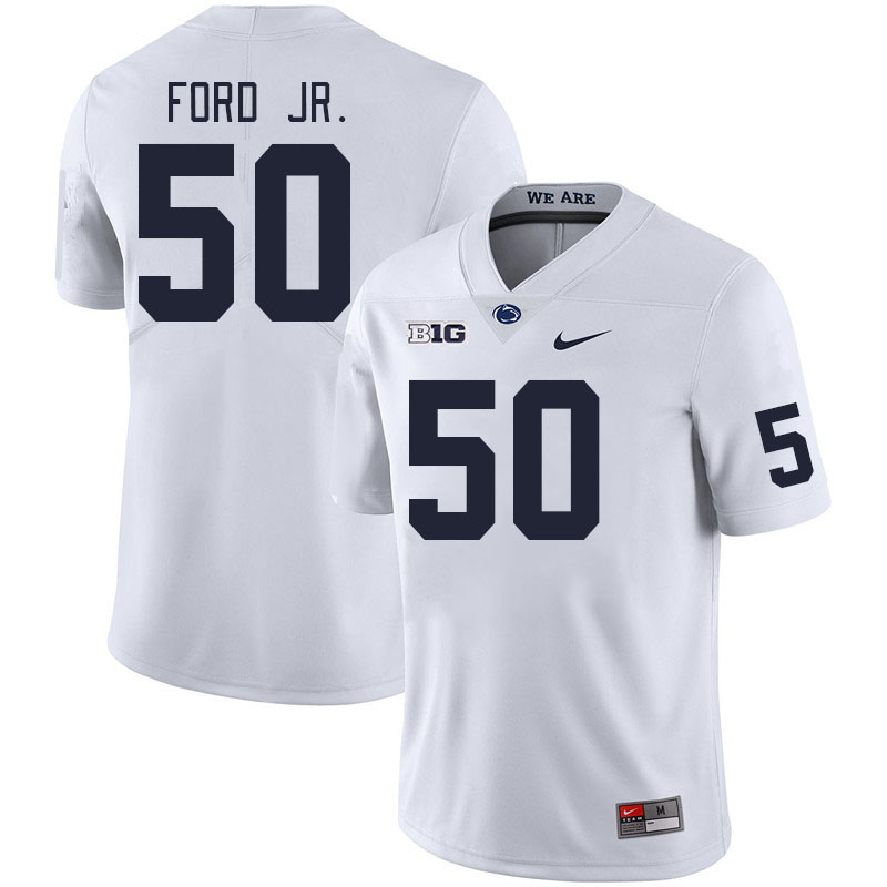 Men #50 Alonzo Ford Jr. Penn State Nittany Lions College Football Jerseys Stitched Sale-White - Click Image to Close